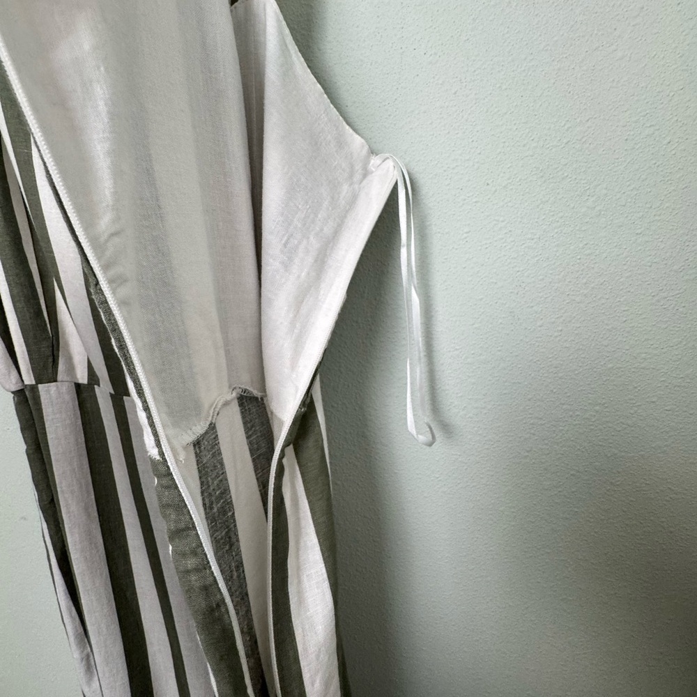 NWT C&C California Linen Blend Striped Jumpsuit Green & White Large‎ 89r01027t - Picture 8 of 16